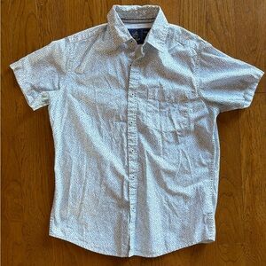 Rugby University Button Up Shirt Men's Small White Multicolor Geometric Pattern